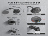 Tub and Shower Faucet Set, Complete with 127 mm Rainfall Shower Head and Bathtub Spout, 8-Setting V952-YGHLLTZHHWHW0HLVZ001V0