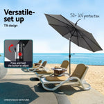 Instahut Outdoor Umbrella 2.7m Beach Pole Garden Tilt Sun Patio UV Charcoal UMB-POLE-27-TIL-CO