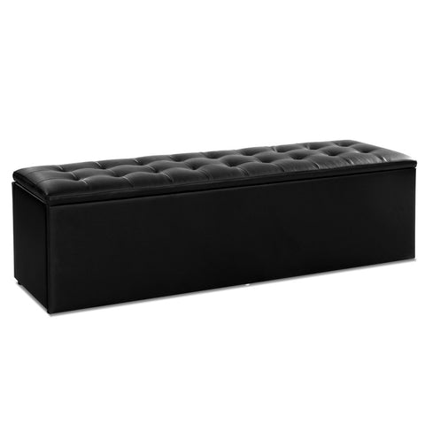 Artiss Storage Ottoman Blanket Box 140cm Leather Black OTM-L140-LEA-BK-AB