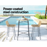 Gardeon 3-Piece Outdoor Bar Set Wicker Table Chairs Patio Bistro ODF-BA-TW-RATTAN-SET