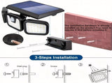 74 LED solar sensor lights with motion sensor, 3 brightness modes, outdoor wall lights, suitable for V1102-HEDJ-004