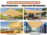 3 x 3 m Square HDPE Shade Sail - Beige Breathable Outdoor Sun Shade Canopy with Reinforced Edges and V888-ELOSUNG57604
