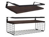 2 Set Wall Mounted Storage Shelves Bathroom Metal Wire Rustic Floating Shelf for Kitchen Office V1294-YM0703-3117230092811