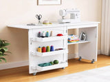 Artiss Folding Sewing Table Sewing Machine Desk Multi-functional Rolling Work Table Craft Station FUR-S-SWT-118-WH