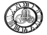 Large 3D Retro Wall Clock 34CM Vintage Wooden Gear Wall Clock Numerals Industrial Style Clocks for V1294-YM0901-3115240034512