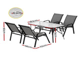 Gardeon 5PC Outdoor Dining Set Table and Chairs Patio Furniture Bistro Set Garden Grey FF-DINING-140-5PCS-GE
