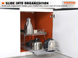 2-Tier Wire Pull Out Cabinet Under Sink Organizer 14x21 Inch Drawer Basket V952-HGS214W21D15H80OCV0