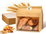 60pcs Kraft Bakery Bags with Thank You Stickers,10.5x6.2x4.7 Inches Sourdough Bread Bags with Tin V1258-DP02-C-712