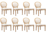 AADEN 8x Linen Dining Chairs with Solid Wood Legs- Beige V226-SW1845BG-4