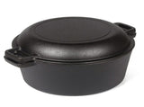 26cm 2-in-1 Cast Iron Dutch Oven & Skillet Set Pre-Seasoned Dual-Use Pot with Lid Fry Pan, Durable & V324-TSD-DUALPOT26CM