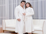 White 3XL size Plush Flannel Robe for Couples - Thickened Warm Bathrobe with Shawl Collar, Soft V888-ELOSUNG50093