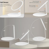 Travel Makeup Mirror with, 8" Portable Folding Make Up Tabletop Mirror with LEDs 3 Colors V1192-AZ-W-17179