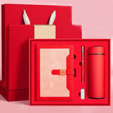 Red A5 Business Notebook Gift Set with Vacuum Flask Pen and 16GB USB Drive Corporate Gift Box V888-ELOSUNG54107