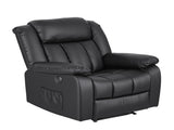 Artiss Manual Massage Recliner Chair for Living Room, Leather Sofa Lounge Reclining Chair with 2 USB RECLINER-A13-UB-PU-BK-AB