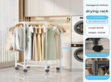 White single layer 360&deg Rotating Portable Garment Rack - Heavy Duty Rolling Clothes Stand with V888-ELOSUNG34606