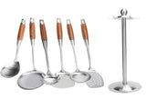 Kitchen Spatula Set 304 Stainless Steel Wood Handle Spatula Frying Shovel Cooking Utensils V1294-YM0901-3118200261011