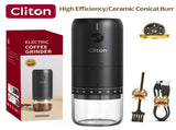 electric coffee grinder, Cliton coffee grinder, ceramic conical burr, portable coffee grinder, V1102-747-98719-BLK-SET