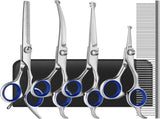 Professional Pet Dog Grooming Scissors Straight Curved Thinning Shear Tool Kit - Blue V1366-AZ2-W-11164