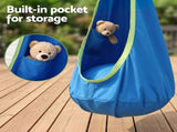 Gardeon Kids Hammock Chair Camping 70cmx150cm with Cushion Storage Bag Blue HM-CHAIR-PLOW-BU