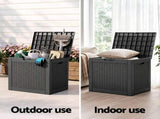 Gardeon Outdoor Storage Box 118L Container Lockable Garden Toy Tool Rattan-Texture Black OSB-RAT-118L-BK