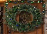 Christabelle 61cm Dorset Pine Christmas Wreath Pre Lit Multi Function LED Battery Operated Fron 112_WFLD61