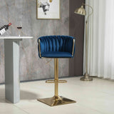 SERENIT Modern Velvet Breakfast Bar Stools Swivel Barstools Adjustable Counter Stools with Backrest V255-GP1782R-BLUE