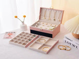 Pink Large Lockable Jewellery Box with 3 Drawers PU Leather Jewellery Organiser Case for Rings V888-ELOSUNG54213