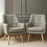 Artiss 2X Armchair Lounge Chair Accent Tub Chair Beige ANNE UPHO-B-ARM04-BGX2