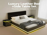 Artiss RGB LED Queen Bed Frame with 2 Beside Tables Set 16 Colour Mood Lighting BFRAME-LUMI-Q-BS-SET