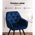 Artiss Dining Chairs Set of 2 Velvet Diamond Tufted Armchair Blue MO-DIN-GRS058-VEL-NAX2