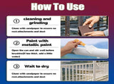 Rust Removal Converter Metallic Paint, Anti-Rust Metal Paint, 2-In-1 Rust Converter & Metal Primer V1107-116-80528-BLK-500