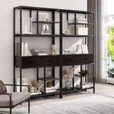 180Cm Tall Bookshelf With Drawers Industrial Bookcase W/ 6 Tiers Storage Shelves V767-JJ-XZ691-V1