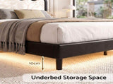 Artiss Double Bed Frame, Floating Design with RGB LED and USB Charging BFRAME-G-NUBO-D-BW-AB