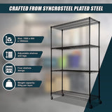 Modular Wire Storage Shelf 1500 x 450 x 1920mm Steel Shelving with Wheels V63-841201