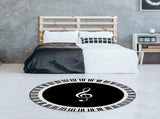 Musical Note Black White Piano Key Printed Round Carpets Area Rugs for Home Living Room Bedroom V1294-YM0716-10104490