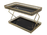 Bathroom Countertop Storage Shelf Space Saving Iron Glass 2 Tier Countertop Organizer for Cosmetics V1294-YM0901-3112250043012