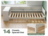Artiss White Single Solid Wood Corner Platform Bed Frame with Built-in Desk, Storage Shelves and WBED-F-DESK-S-WH-AB