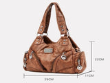 Grey Vintage Soft Leather Hobo Bag for Women - Multi-Pocket Shoulder Purse & Crossbody Handbag V888-ELOSUNG38083