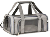 L Grey Portable Foldable Pet Carrier Bag - Large Capacity Travel Carrier for 2 Small Pets, V888-ELOSUNG13132