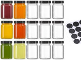 Glass Jars with Lids - 15 x 2 oz Jars - Includes 15 Labels - Clear - Perfect for Ginger Smoothies, V1188-ZXY-10009