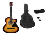 38in Karrera Acoustic Guitar Steel Strings Carry Bag Shoulder Strap Sun Burst CC38-3TS