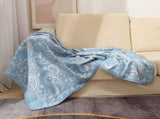 Blue Luxurious Paisley Jacquard Throw Blanket - Soft Wool Blend with Tassels, 120x150cm, Lightweight V888-ELOSUNG27667