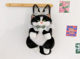 Black Adorable Plush Cat Backpack - Soft Furry Doll Bag with Zipper Compartment for Girls and Women V888-ELOSUNG36722