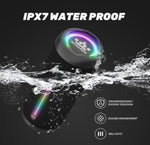 ROYQUEEN Bluetooth Speaker with LED Light,Portable bluetooth speaker with IPX7 Waterproof, Bluetooth V541-SPK-WP-M-BK