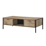 Coffee Table 2 Drawers Particle Board Storage in Oak Colour V43-CT-MAS-OK