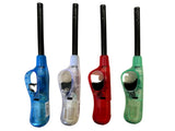 12x Clear Long Gas Lighter for BBQ Kitchen Cigarette w/ Safety Lock - Assorted Colours V563-HO-009-12PC