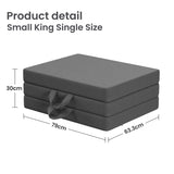 10cm Small King Single BedStory 3-Fold Mattress Folding Foam Bed Washable Cover, 190x80cm XFGH-MA-K-FD-10-SKS-GY