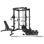 CORTEX SM20 Smith Station with 100kg Olympic Tri-Grip Weight, Bar and Bench Set V420-CSST-SM20-A