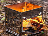 Portable Folding Camping Stove with Grill Stainless Steel Wood- Pit for Hiking, V1107-CS-BXSSKL