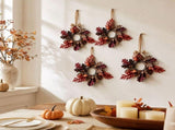 4 Pcs Mini Fall Wreath for Front Door, 13.8" Artificial Autumn Harvest Cabinet Wreath with Oak V1369-AZ3-W-24054